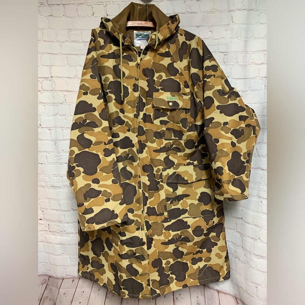 NWOT Deadstock Hodgman Camo Zip Raincoat Hooded Hunting Size S 50”​